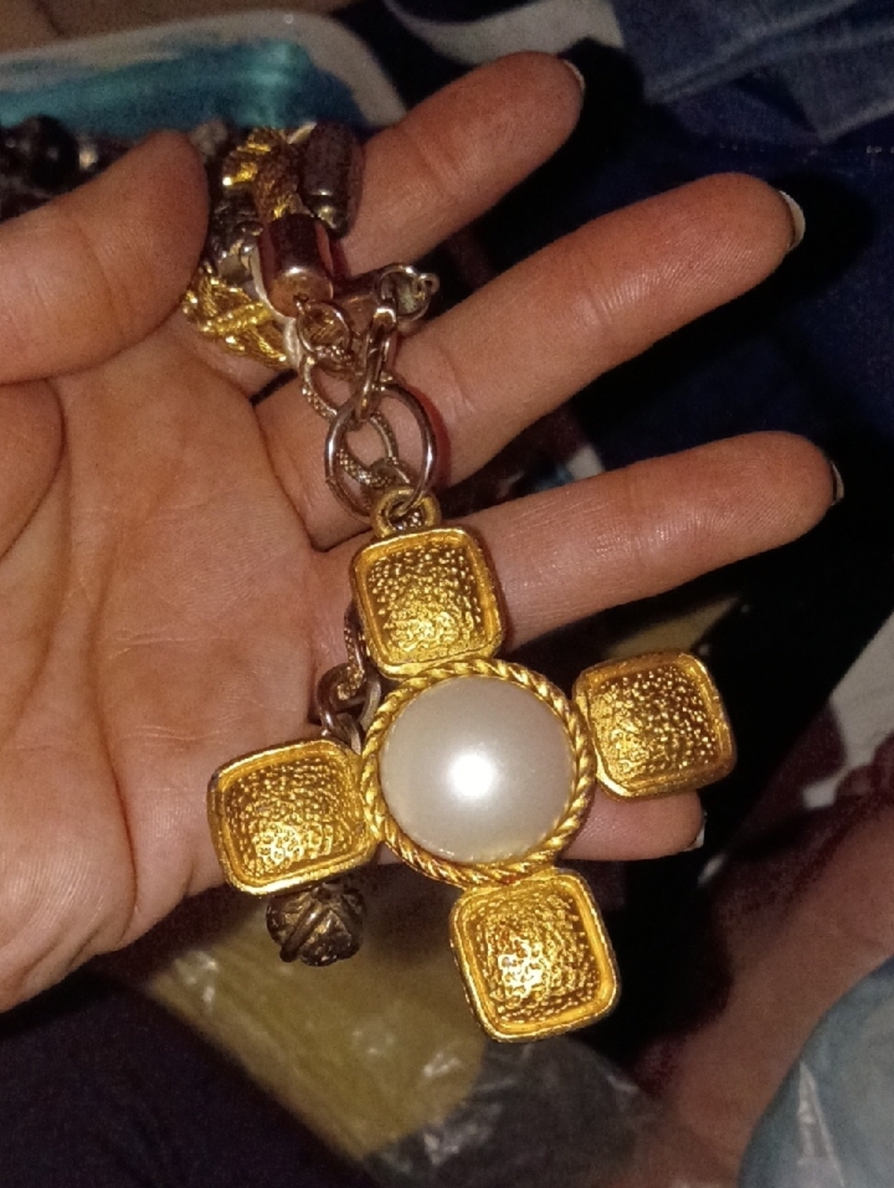 Vintage Signed Monet 1980s Runway Maltese Cross Statement Necklace